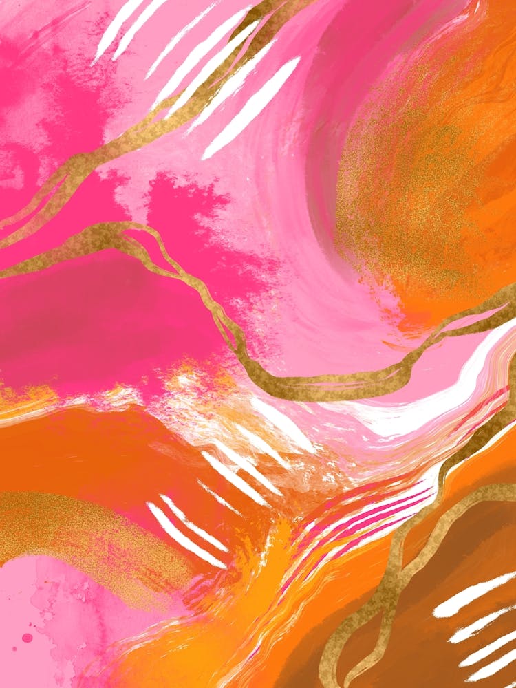Orange Pink Modern Abstract Art