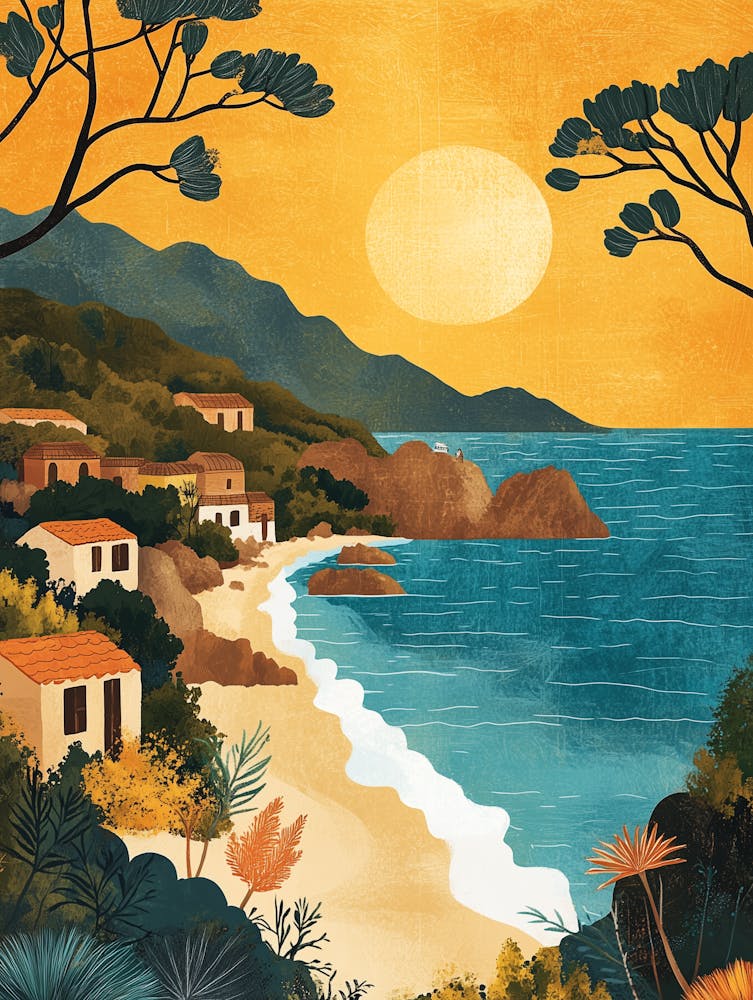A Boho Style Illustration Of Ibiza