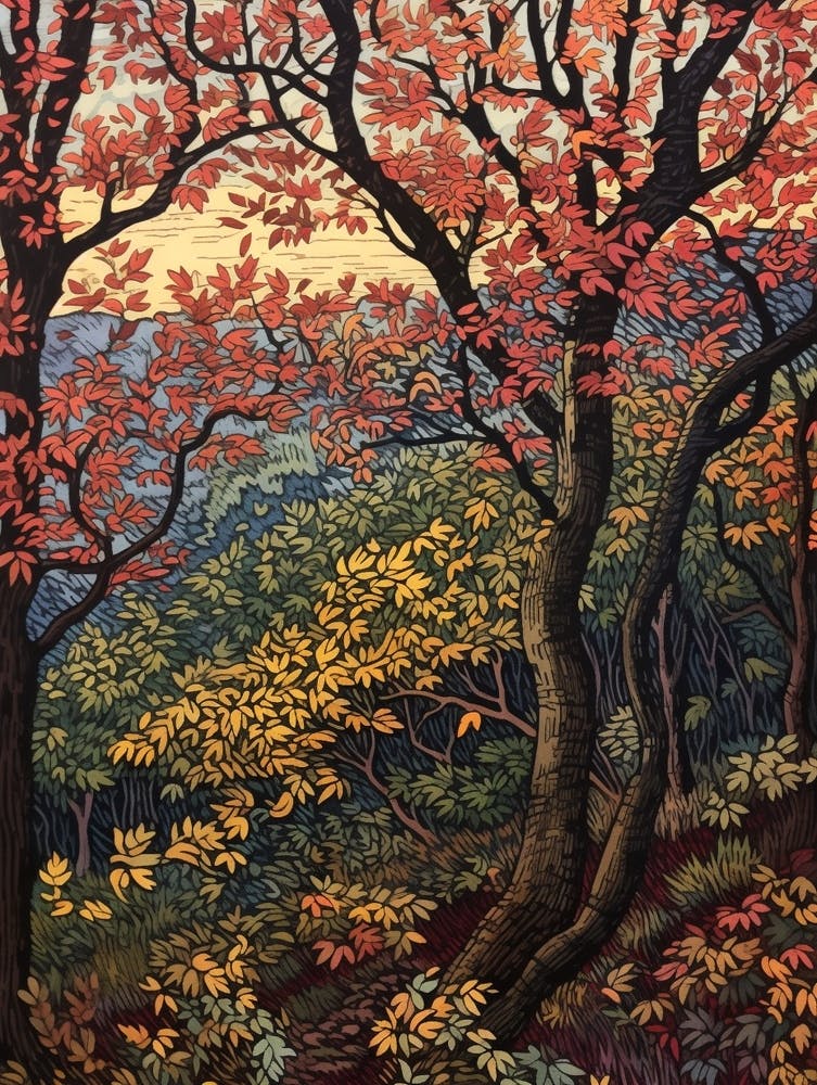 European Black Alder 2 Vintage Autumn Tree Print