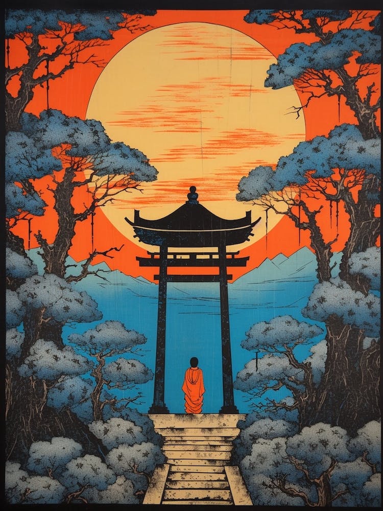 Fushimi Inari Taisha Japan Vintage Travel Art 3