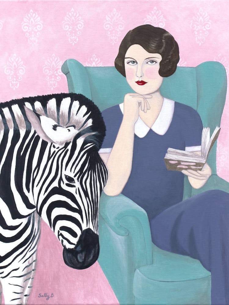 Woman And Zebra