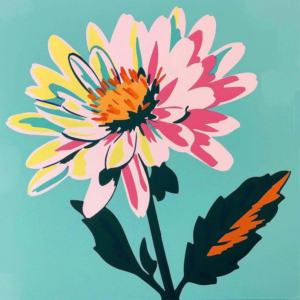 Dahlia 2 Square Flower Illustration