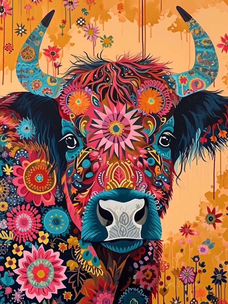 Kitsch Colourful Hairy Cow 2