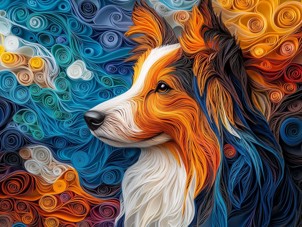 Shetland Sheepdog Paper Quilling Dog Portrait II