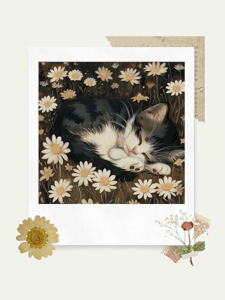 Scrapbook Sleeping Kitten Fairycore Painting 4