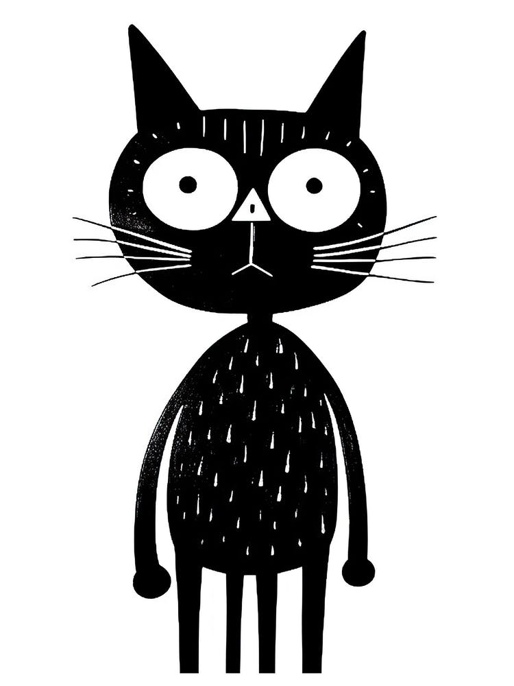 Ink Cat Line Drawing 8