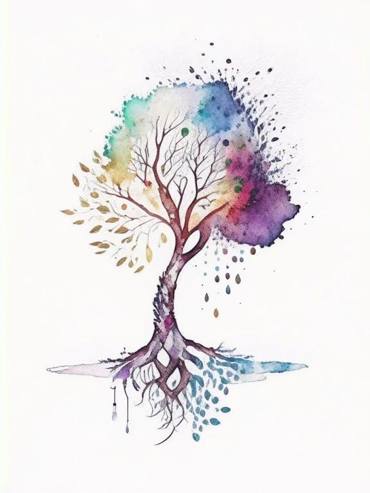Tree Of Life (Immortality) 1 Symbol Minimal Watercolour