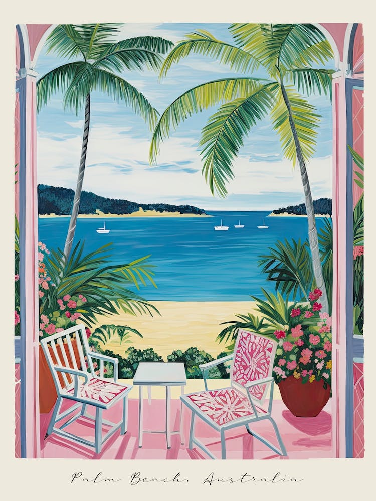 Poster Of Palm Beach, Australia, Matisse And Rousseau Style 1