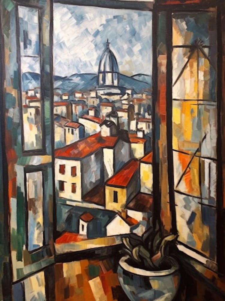 Window View Of Paris Of In The Style Of Cubism 3