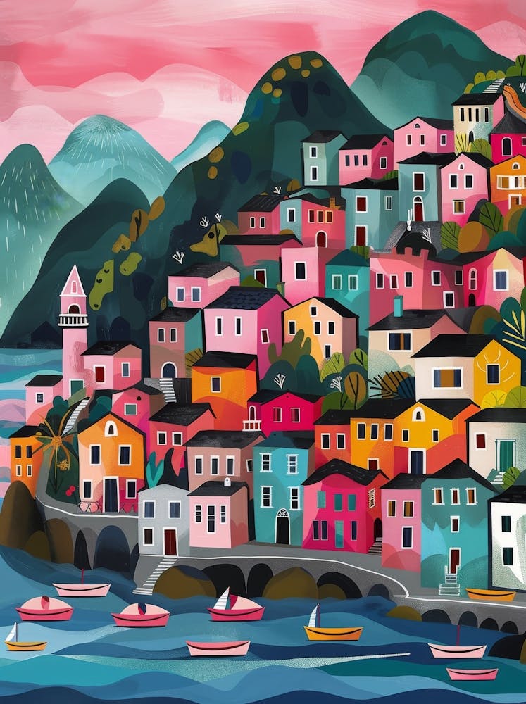 Colourful Houses On A Hillside