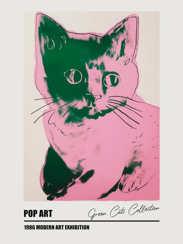 Green Cats Warhol  Style Collection Living Room Art print