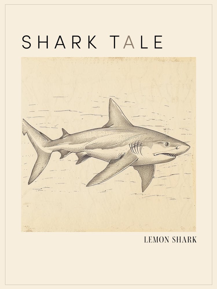 Lemon Shark Vintage Illustration 1 Poster