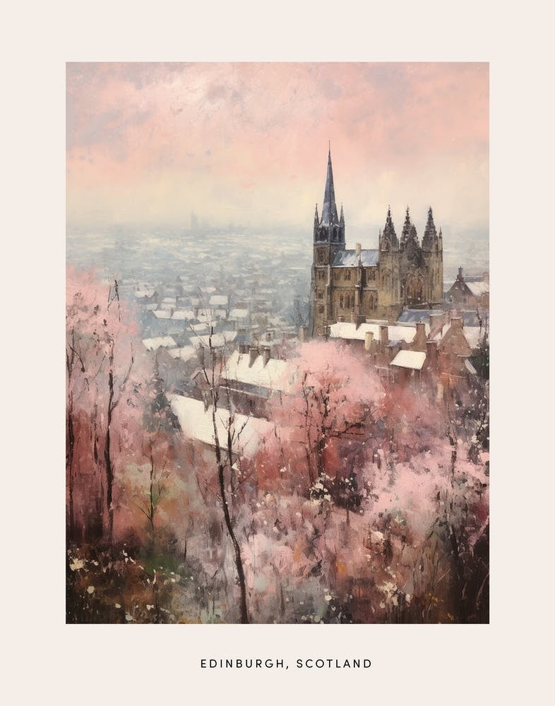 Dreamy Winter Painting Poster Edinburgh Scotland 5