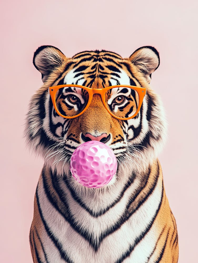 Tiger With Pink Lollipop