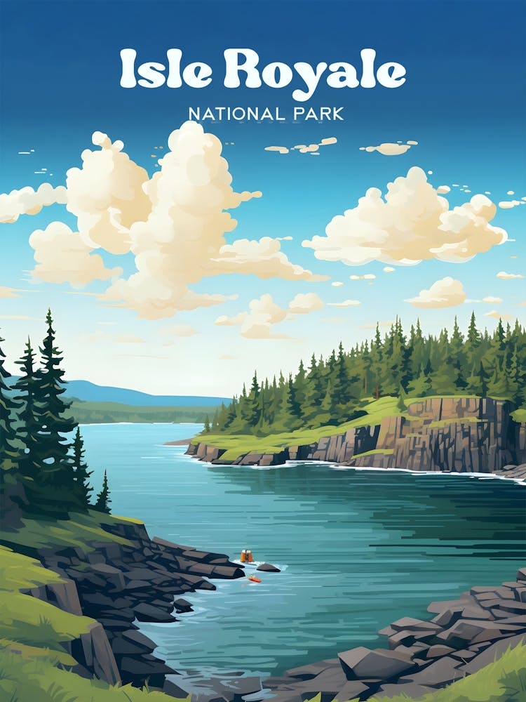 Isle Royale National Park Michigan Outdoor Travel Art