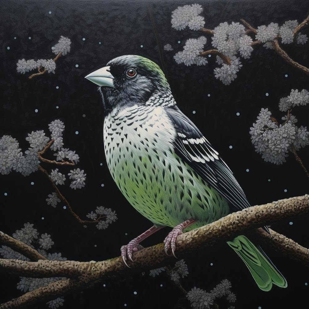 Ohara Koson Inspired Bird Painting Finch 2 Square