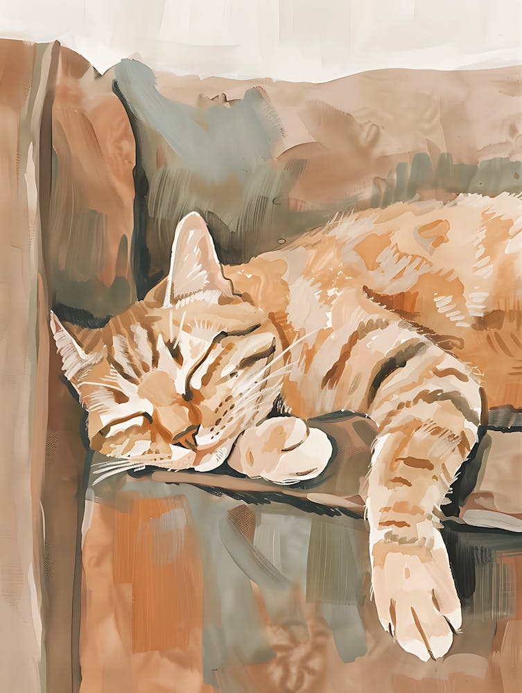 Cat Sleeping On The Couch 1