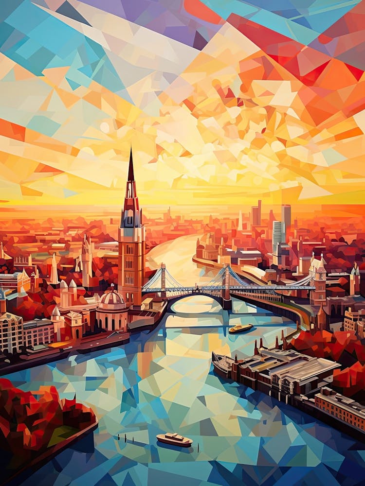 London, United Kingdom, Geometric Illustration 3