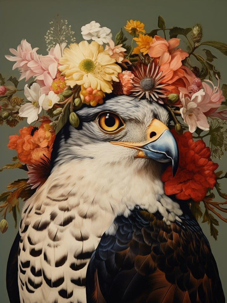 Bird With A Flower Crown Eurasian Sparrowhawk 2