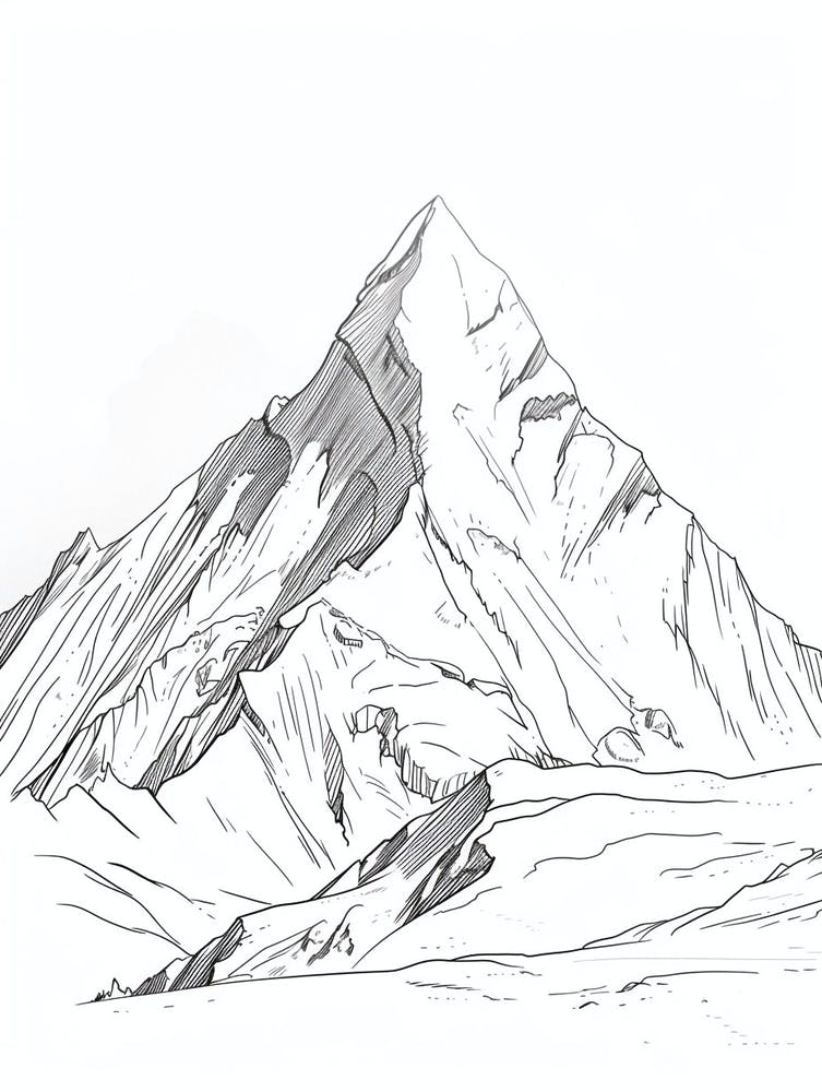 Gasherbrum Pakistan China Line Drawing 7