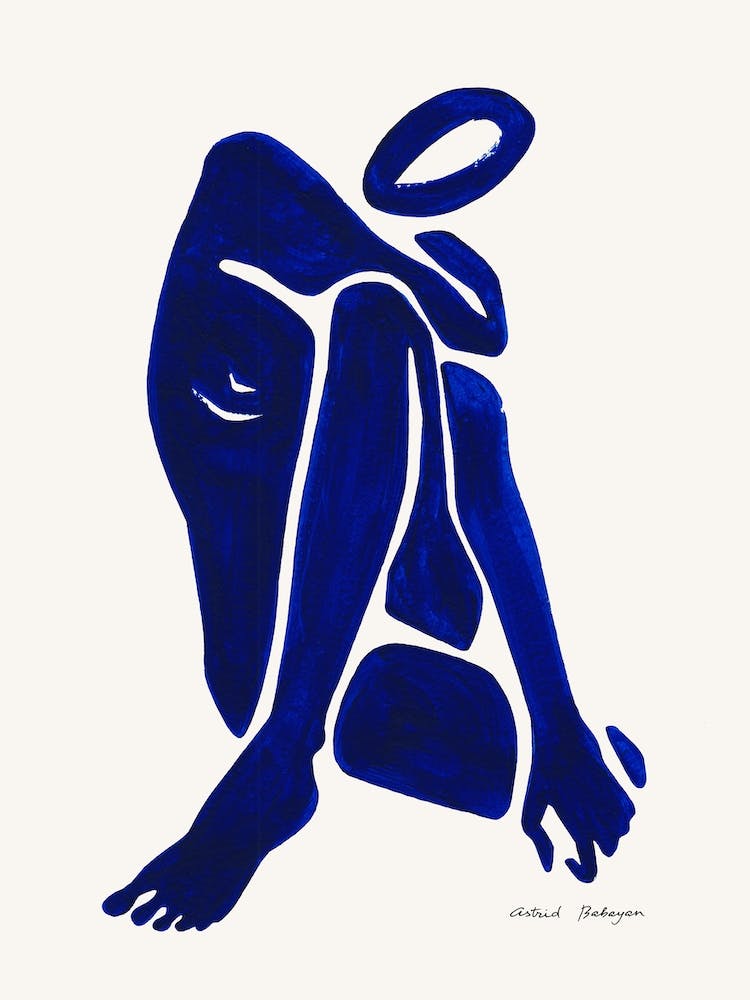 Minimal Blue Female Nude Sitting