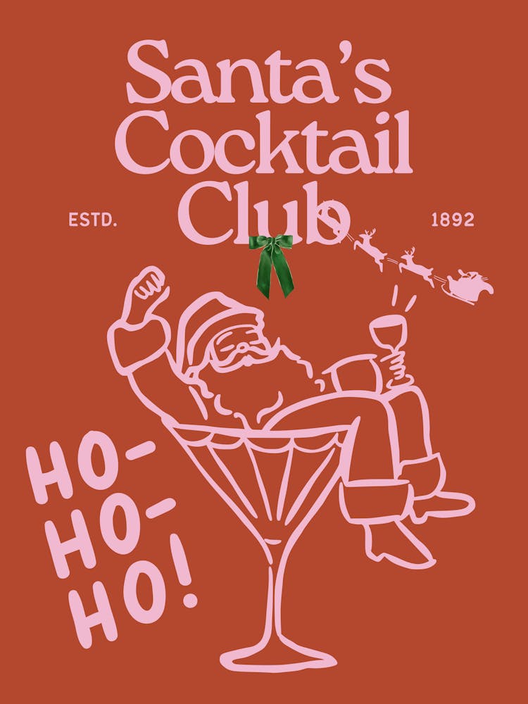 Santa’s Cocktail Club | Trendy Preppy Ho Ho Ho Christmas
