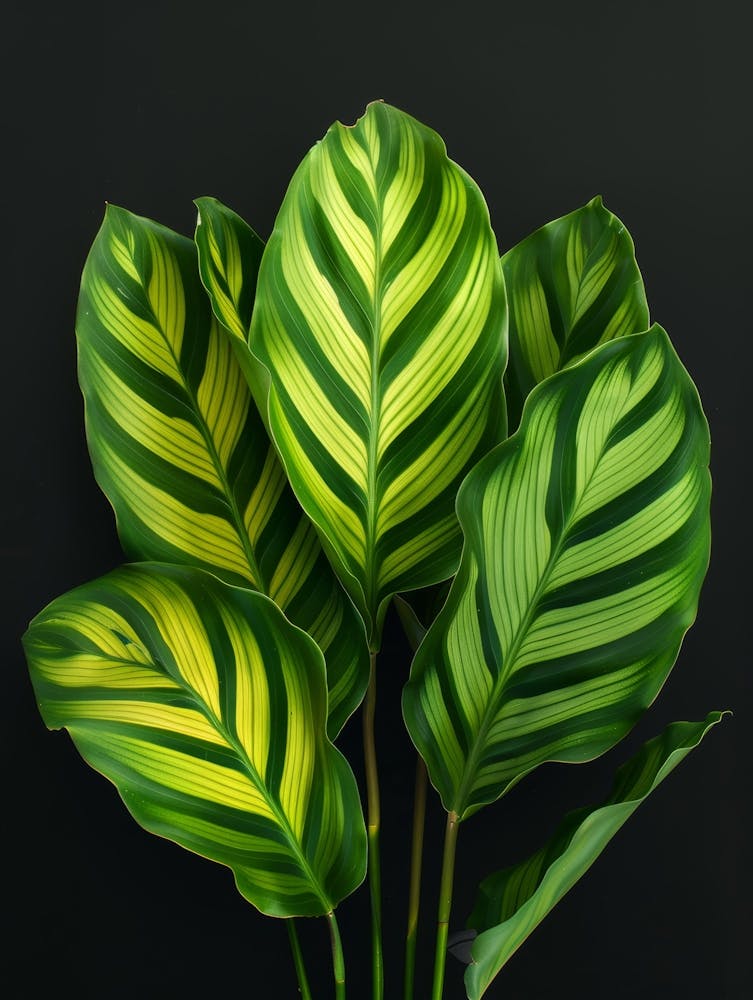 Green Leaves On Black Background
