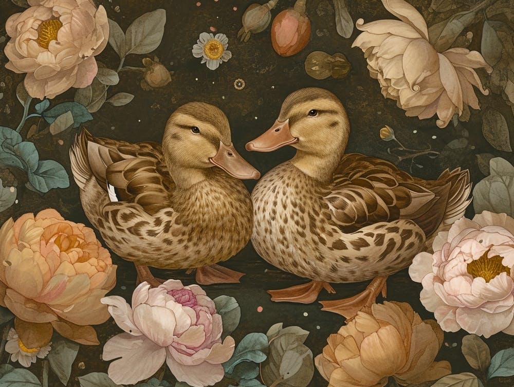 Florale Tierillustration Ente 1