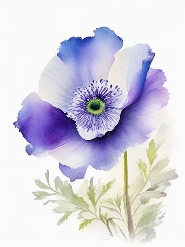Anemone Wildflower Watercolour