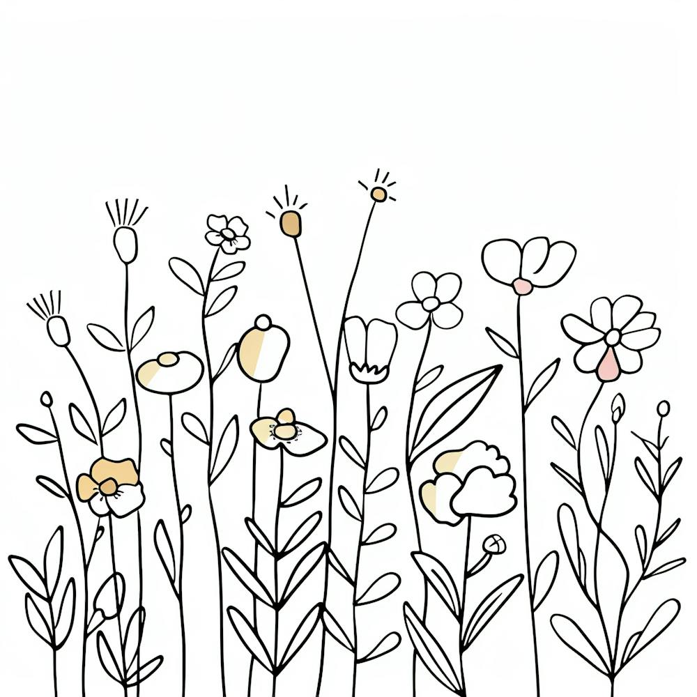Hand Drawn Wildflowers Line Art 13