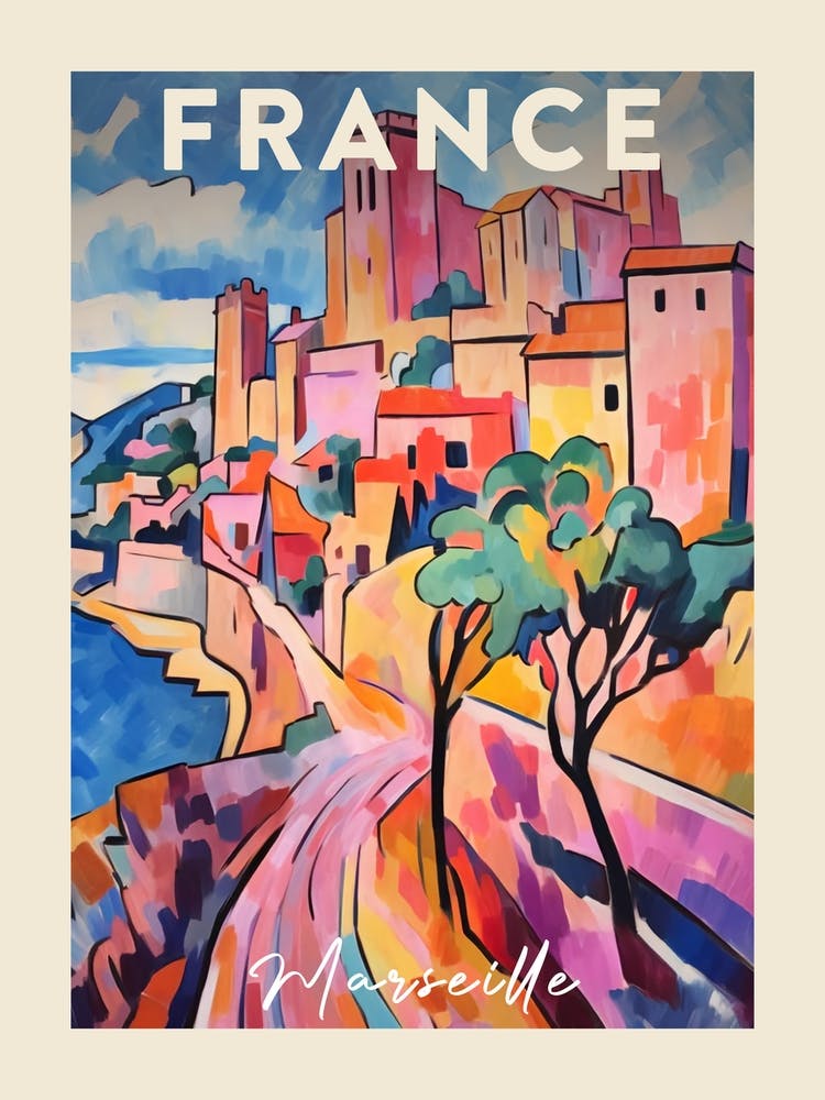 Marseille France 2 Fauvist Painting Travel Poster