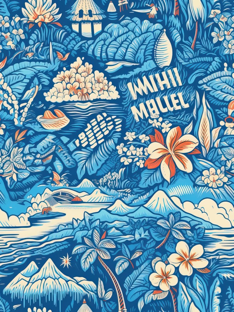 Maui Hawaii, California, Inspired Travel Pattern 1