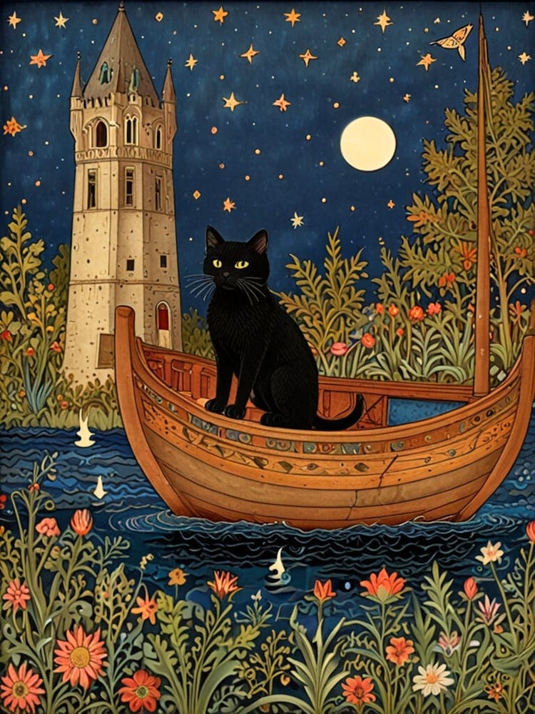 William Morris Cat In Boat