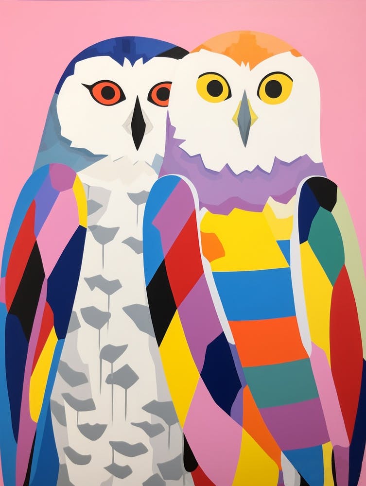 Colourful Kids Animal Art Snowy Owl 1