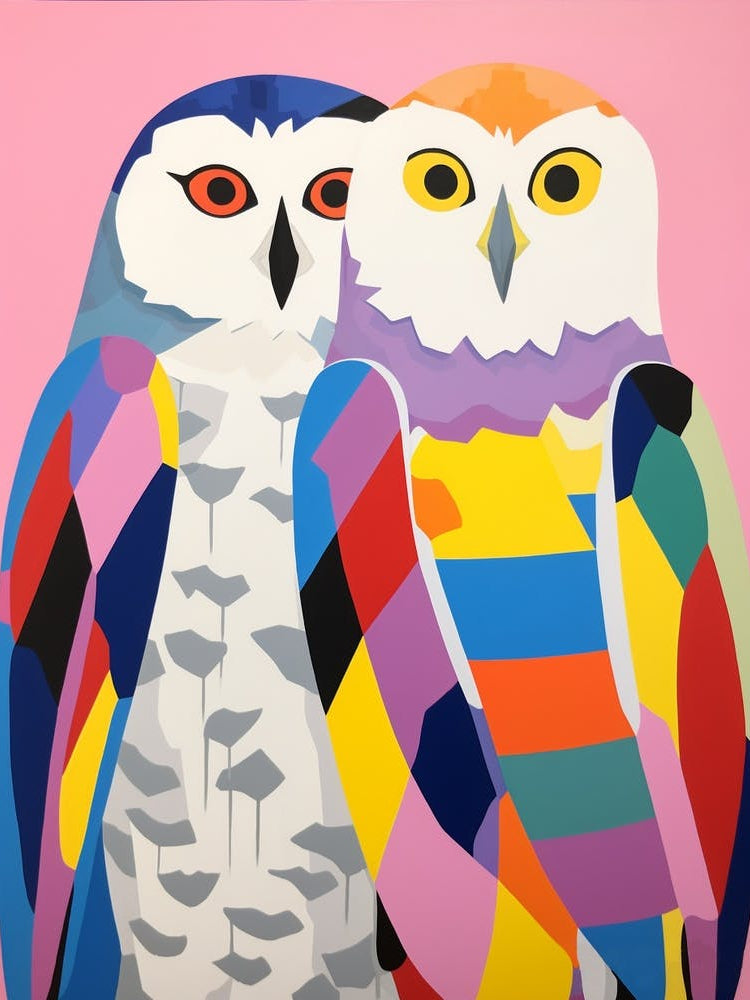 Colourful Kids Animal Art Snowy Owl 1