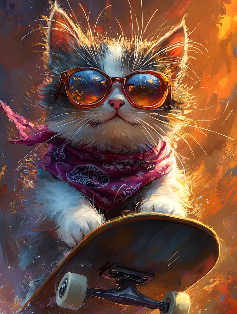Cool Cat Riding Skateboard 1