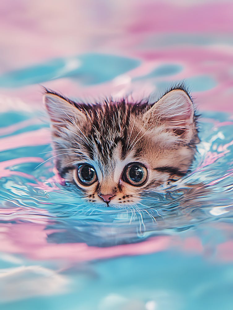 Cute Kitten In Water