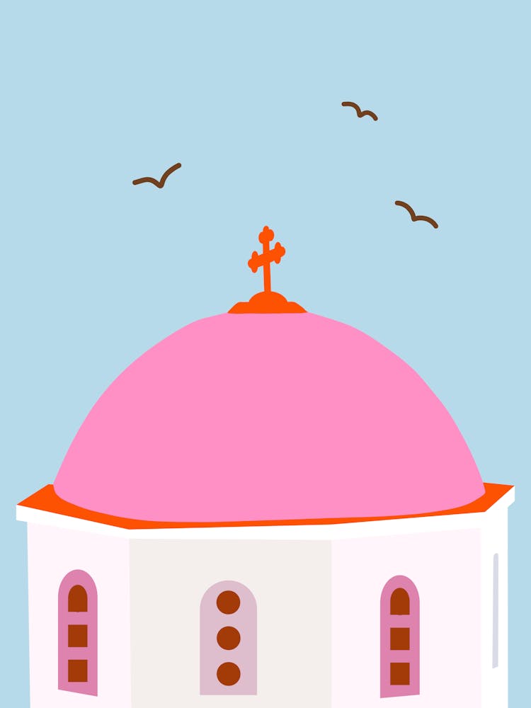Santorini Reise Griechenland Pink Und Blau