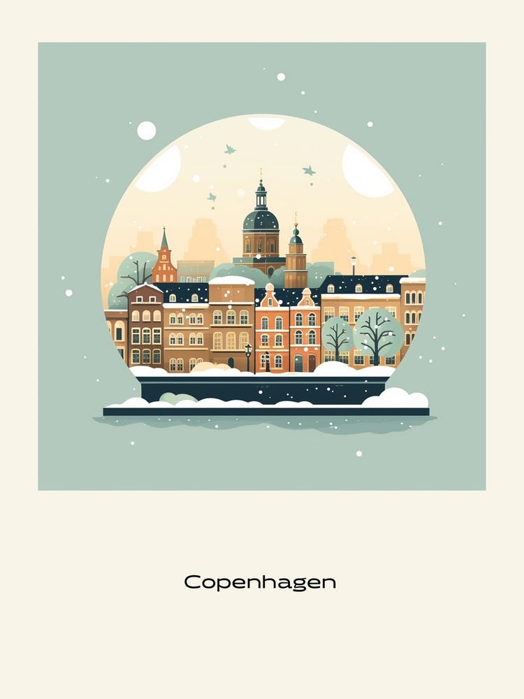 Copenhagen Denmark 3 Snowglobe Poster