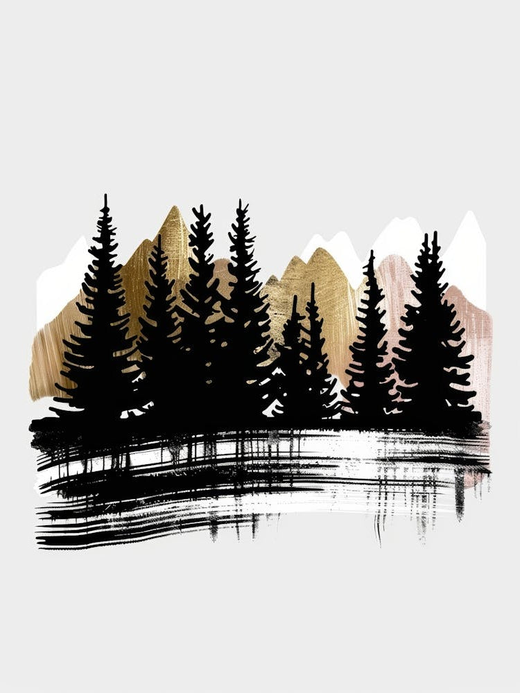Mountains And Pine Trees
