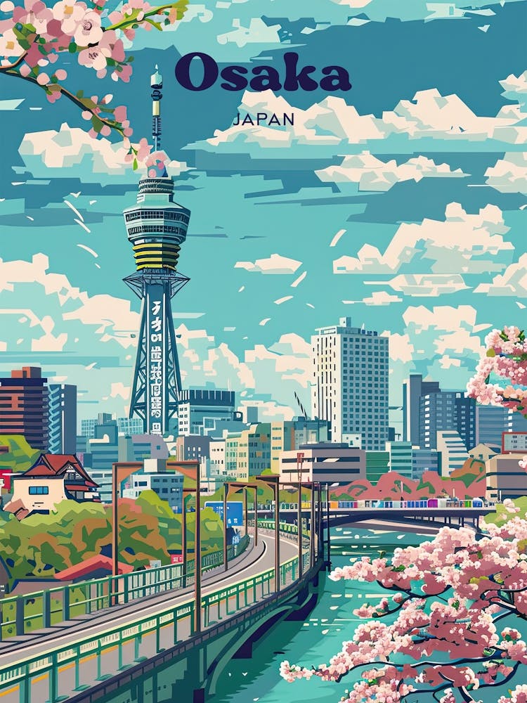 Osaka Japan Honshu Japan Travel Art Illustration