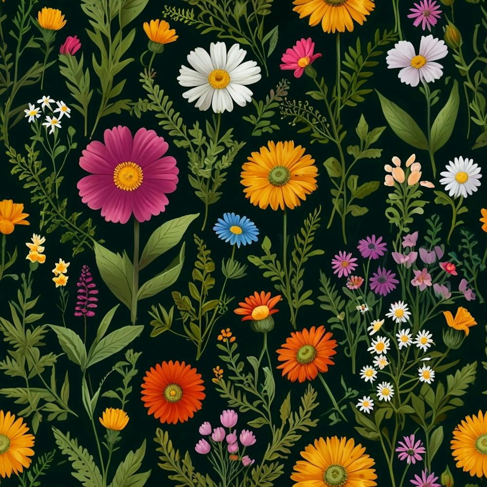 garden botanical seamless wildflowers
