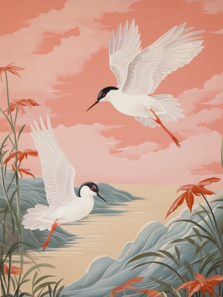 Vintage Japanese Inspired Bird Print Common Tern 3