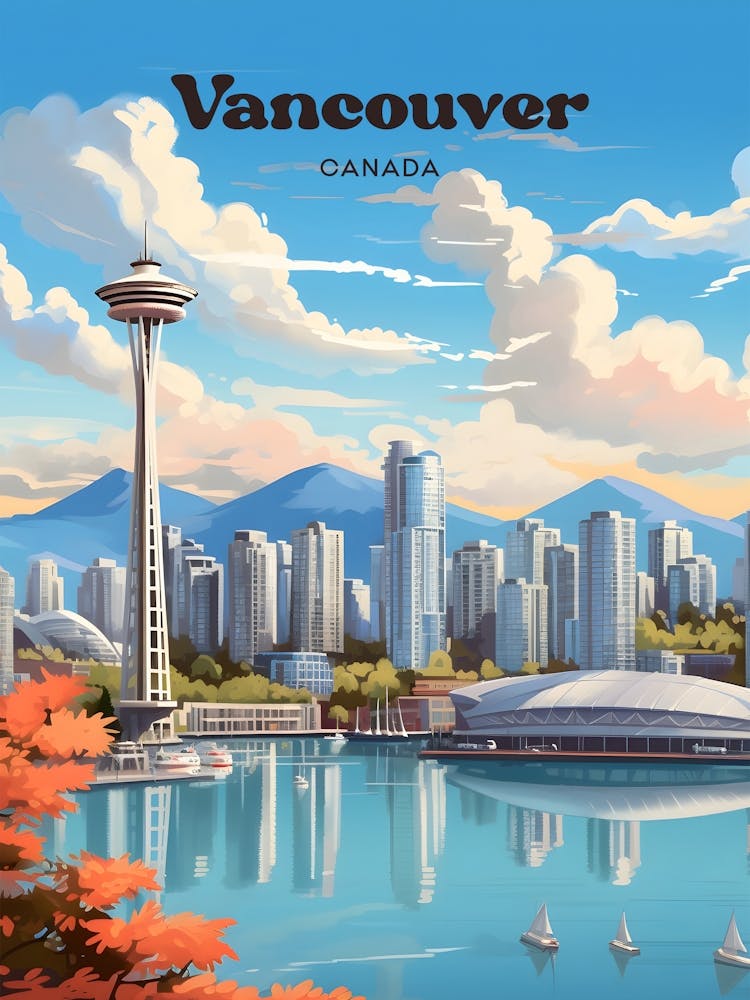Vancouver Canada Urban Landscape Modern Travel Illustration