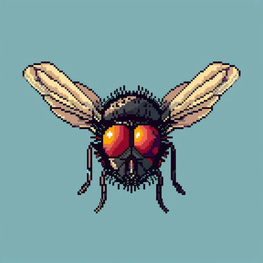 Fly Head, Cartoon Icon Pixel Art Logo