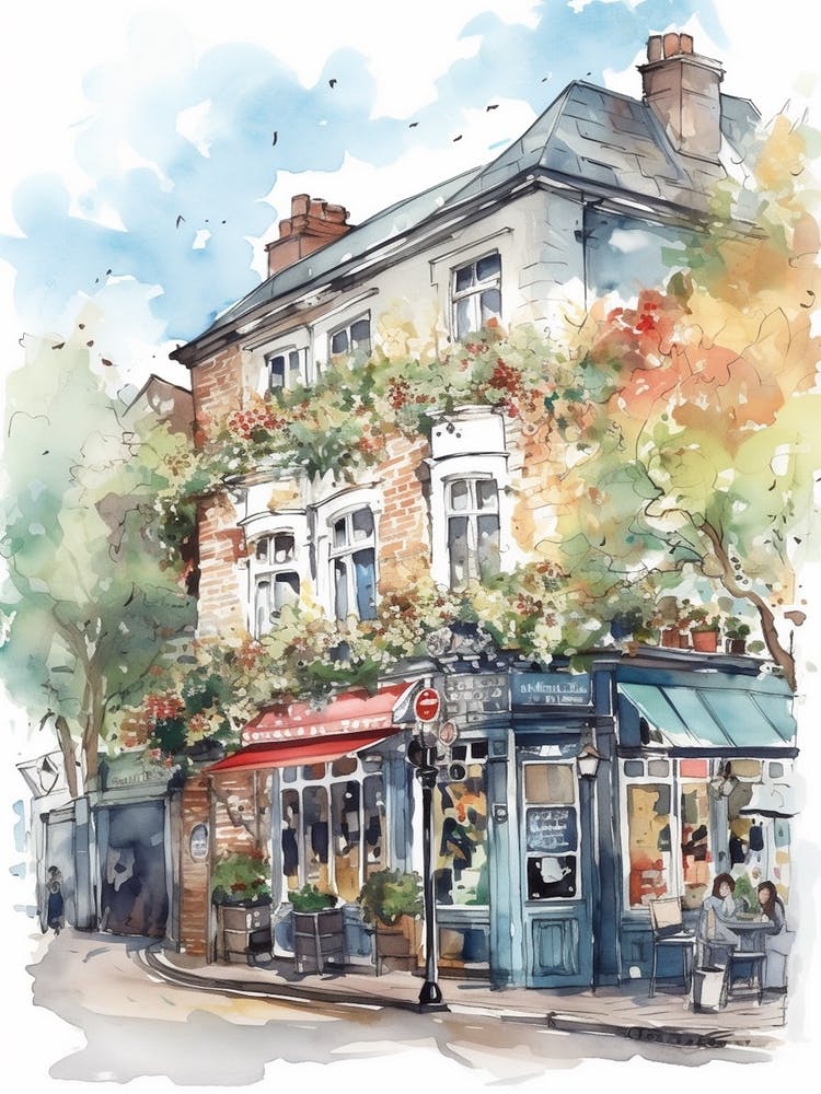 Putney London Neighborhood Watercolour 2
