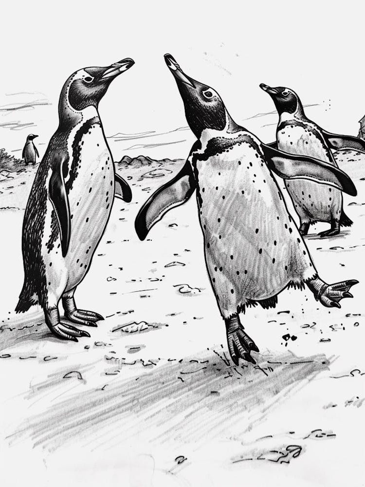 Emperor Penguin Chasing Each Other 2