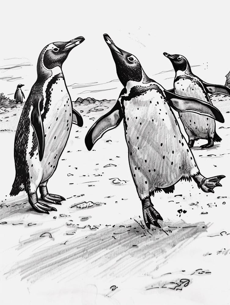Emperor Penguin Chasing Each Other 2