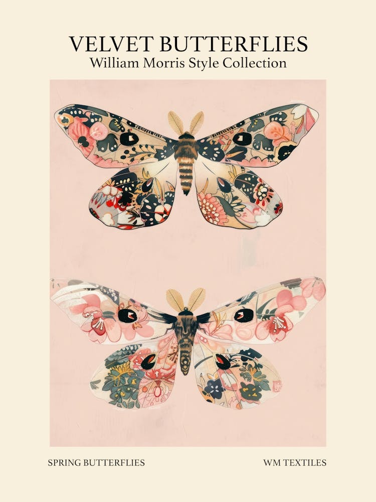 Velvet Butterflies Collection Spring Butterflies William Morris Style 1