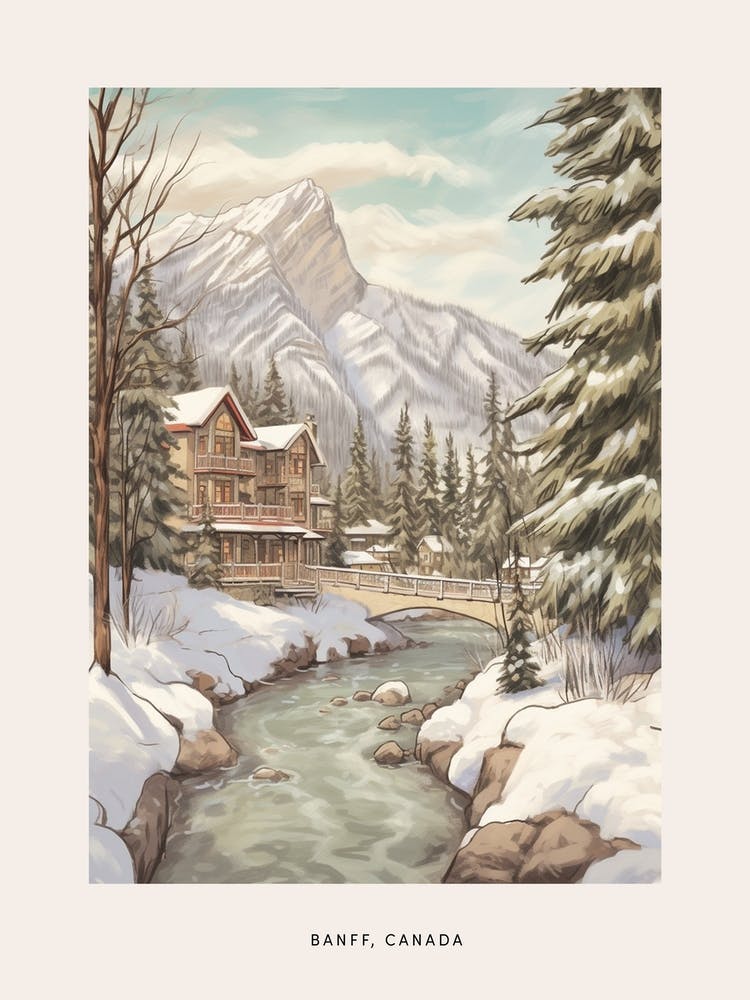 Vintage Winterposter Banff Kanada 1